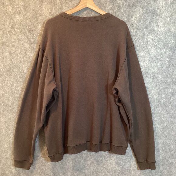 Tailor Vintage Sweater Mens XXL  Brown Blue Pullover Reversible V-Neck Cotton - Picture 2 of 9